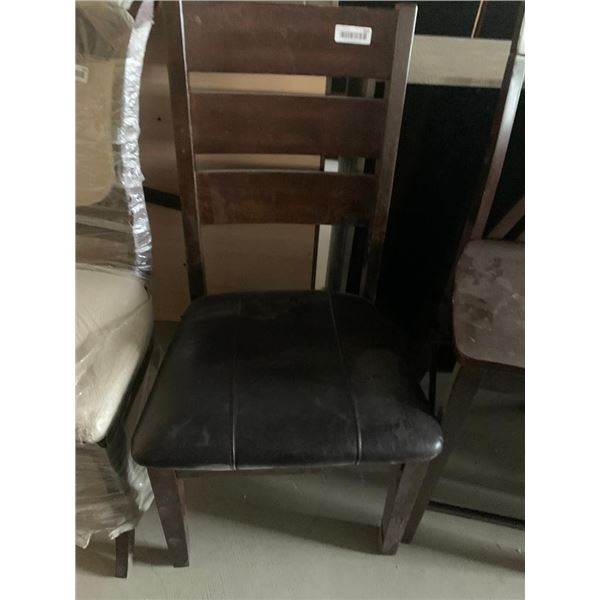 Brown Slat Back Upholstered Seat Chair