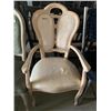 Image 1 : Queen Anne Ivory Wood Upholstered Sitting room arm chair