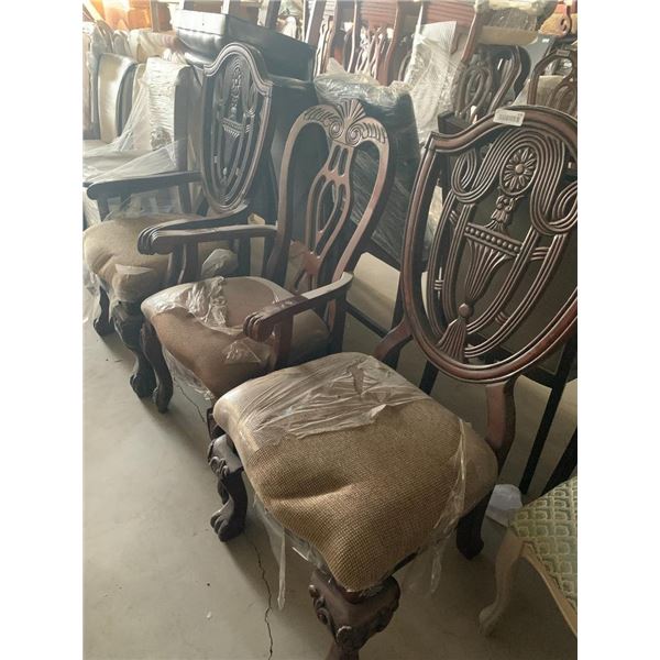 Carved Wood Framed Upholstered Sitting Room Side Chairs - LOT of 3