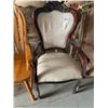 Image 1 : Queen Anne Carved Wood Cream Upholstered Reading Room Arm chair