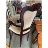 Image 4 : Queen Anne Carved Wood Cream Upholstered Reading Room Arm chair