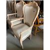 Image 3 : Queen Anne Ivory Carved Wood Upholstered Arm chairs - LOT of 2
