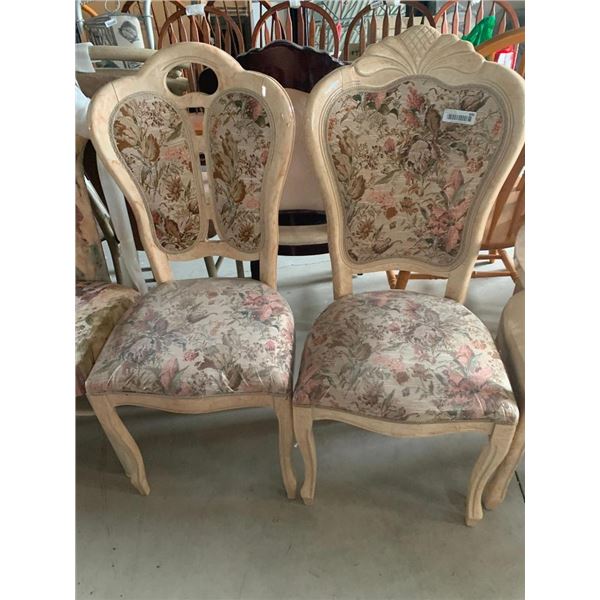 Tapestry upholstered carved wood queen anne sitting room chairs - LOT of 2