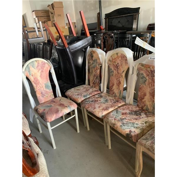 White Metal Framed and upholstered dinning room chairs - LOT of 4