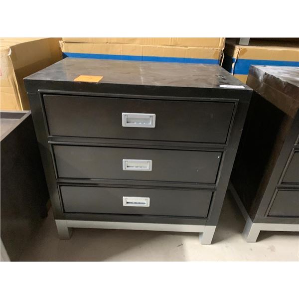 Espresso Laquer & Chrome 3 Drawer Night Stand Model SB805A - NEW in box
