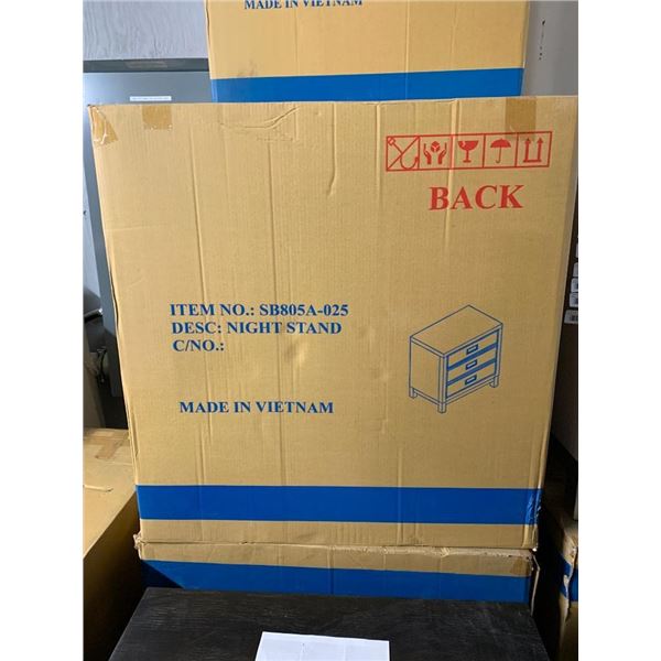 Espresso Laquer & Chrome 3 Drawer Night Stand Model SB805A - NEW in box