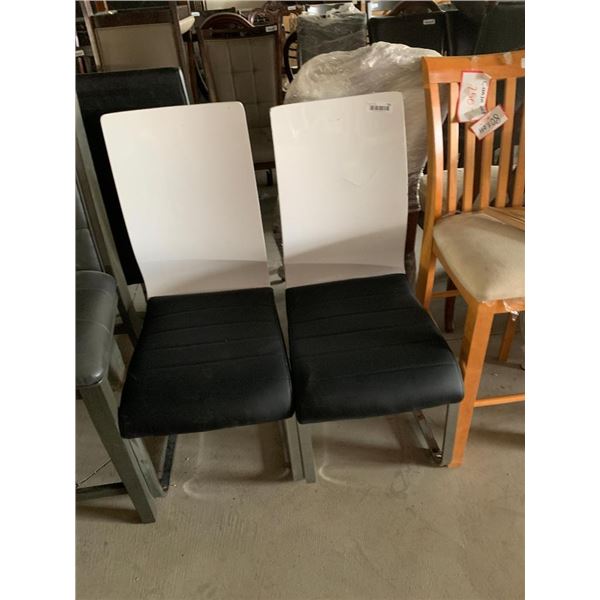 Black & White Sled Base Dinning Chairs - LOT of 2