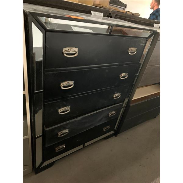 Dark Espresso & Mirror 5 Drawer chest