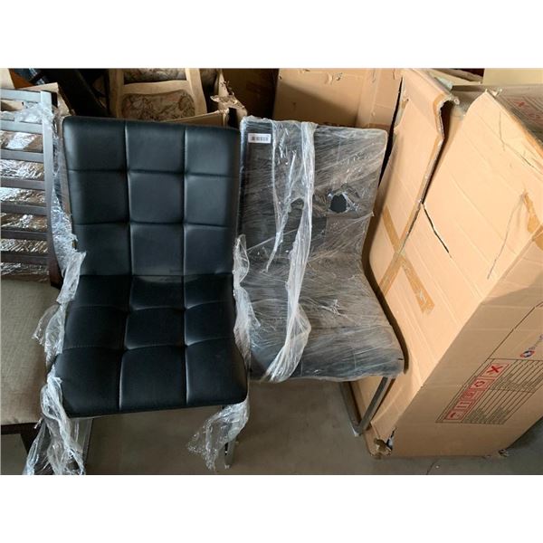 Leather Padded Chrome Leg Sled Chairs - LOT of 2