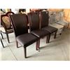 Image 1 : Brown Leather wood trim dinning chairs - LOT of 3