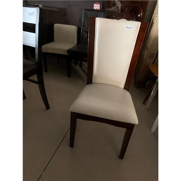 White Leather cherry wood dinning chair