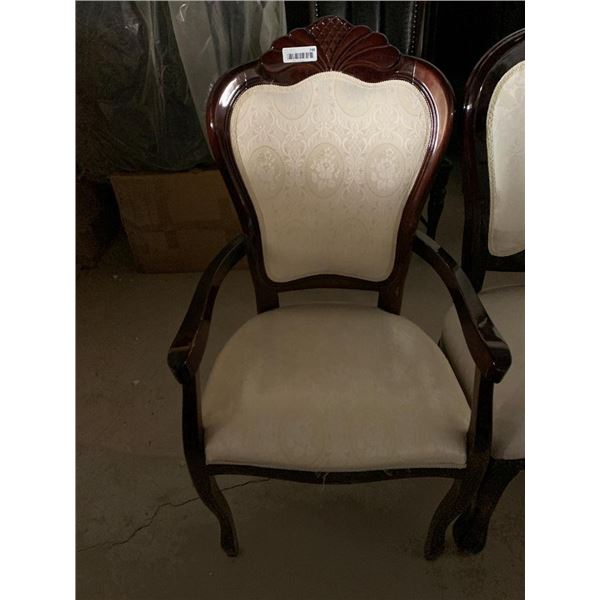 Queen Anne White Upholstered Arm Chair