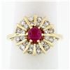 Image 1 : 14k Gold 1.67 ctw Cabochon Ruby & Dual Round Channel Diamond Platter Cocktail Ri