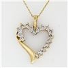 Image 2 : 10k Yellow Gold 16" .60 ctw Round Prong Set Diamond Open Heart Pendant Necklace