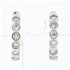 Image 1 : New 10K White Gold .49 ctw Round Brilliant Bezel Set Diamond Hoop Huggie Earring