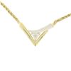 Image 1 : Modern 14k Two Tone Gold .30 ctw Trillion Diamond Solitaire "V" Necklace 17" Cha