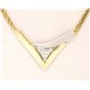 Image 2 : Modern 14k Two Tone Gold .30 ctw Trillion Diamond Solitaire "V" Necklace 17" Cha