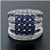 Image 2 : New 18K White Gold 3.15 ctw Calibre Square Sapphire Cluster Quad Row Diamond Rin