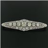 Image 3 : Art Deco Platinum 6.00 ctw Old European and Mine Cut Diamond Filigree Brooch