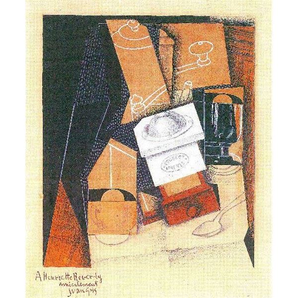 Juan Gris - Coffee Grinder, Cup And Glass On A Table