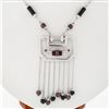 Image 2 : Fancy 18k Gold Black Onyx & Bead Tourmaline Dangle Tassel Chandelier Necklace