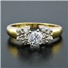 Image 2 : 14K Yellow Gold .85 ctw Round Diamond Solitaire Engagement Ring w/ Tiered Accent