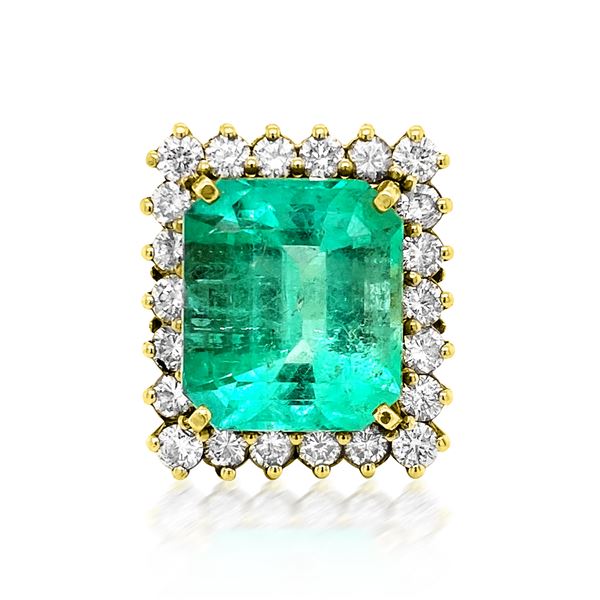 15.61ct Natural Emerald 14K Yellow Gold 17gm Ring