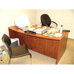 Complete Office Fabulous Cherry Wood Finish Executive Desk, 2 Drawer Filing Cabinet, Optiquest Monit