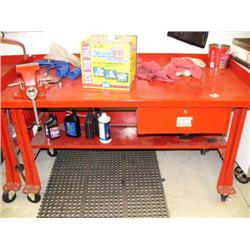 CHOICE of 4 Shure "Snap-on" Roll around work Table with Snap on vise and Retractable, 30' Recoiling 
