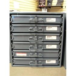 CHOICE on 4  (As a set originally cost $18,000)  6 Drawer Metal Cabinets with   Chrome Plated Nuts a