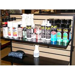 Lot of Aerosol Carb and Choke Cleaner, Belt Dressings, Rubber and Vinyl Cleaner and Restorer, Cable 