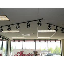 Lot of Black Track Lighting with 24 Light Fixtures in 4 Sections