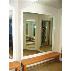 Lot of 5 Full Size Wall Mirrors for Dressing Room and 1 Wooden Bench approx 2' tall x 6' long 18" wi