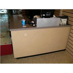 L Shaped Counter: Grey, Beige, Counter with 5 Drawers (1 Locking) Open Back shelving