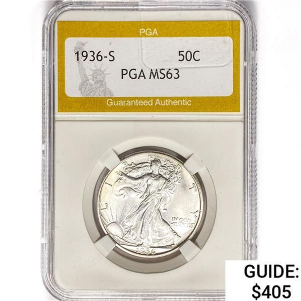 1936-S Walking Liberty Half Dollar PGA MS63