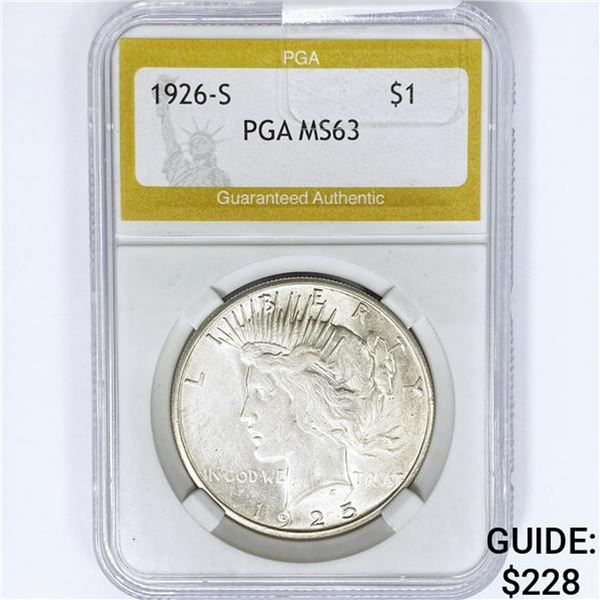 1926-S Silver Peace Dollar PGA MS63