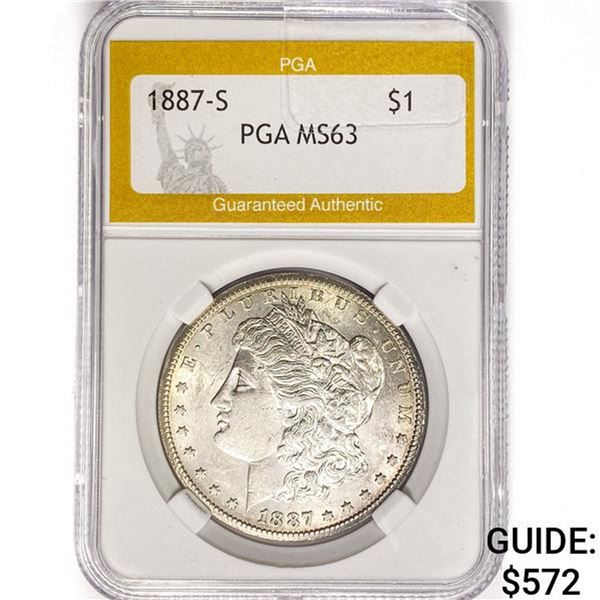 1887-S Morgan Silver Dollar PGA MS63