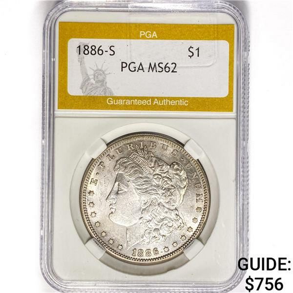 1886-S Morgan Silver Dollar PGA MS62