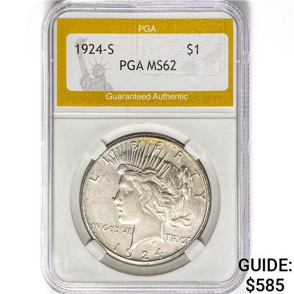 1924-S Silver Peace Dollar PGA MS62