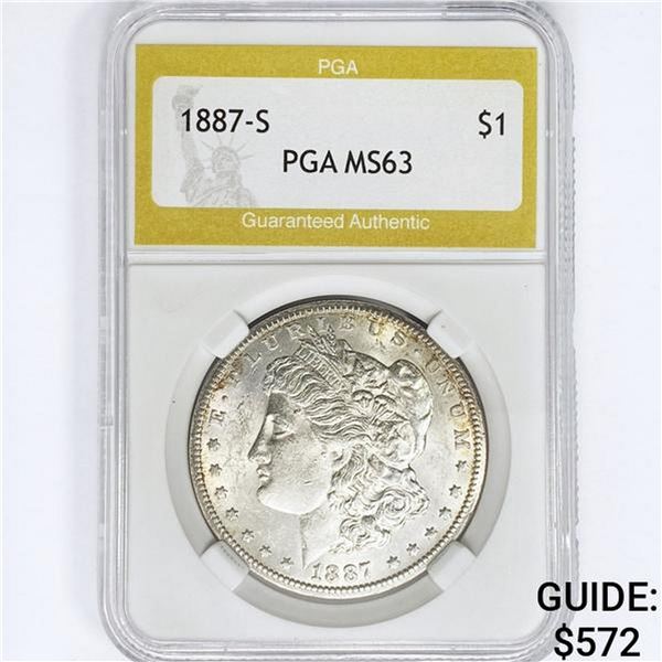 1887-S Morgan Silver Dollar PGA MS63