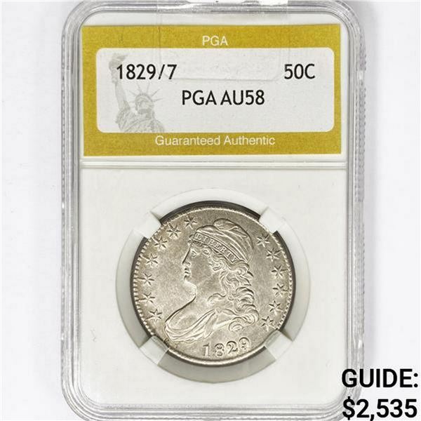 1829/7 Capped Bust Half Dollar PGA AU58