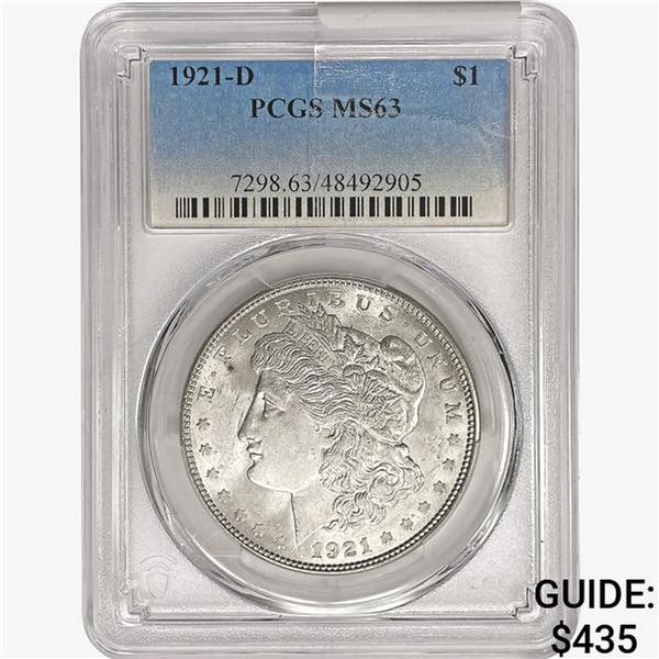 1921-D Morgan Silver Dollar PCGS MS63