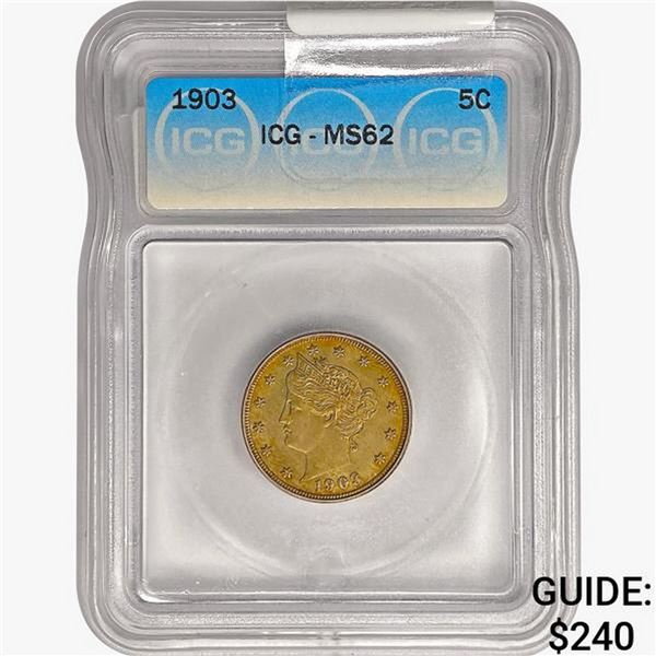 1903 Liberty Victory Nickel ICG MS62