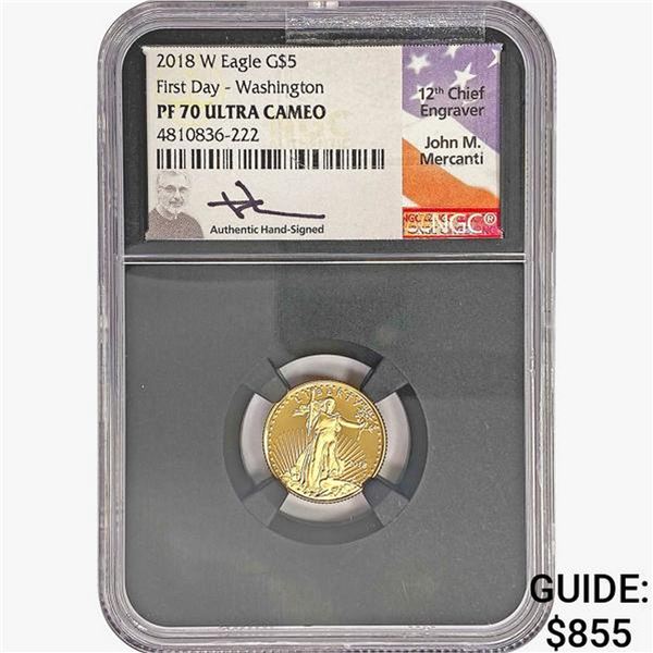 2018-W $5 1/10oz. American Gold Eagle NGC PF70 UC