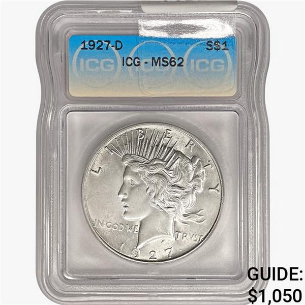 1927-D Silver Peace Dollar ICG MS62