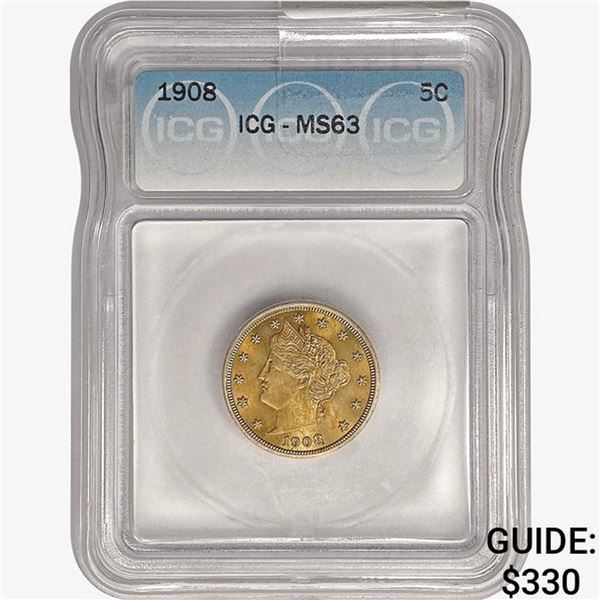 1908 Liberty Victory Nickel ICG MS63