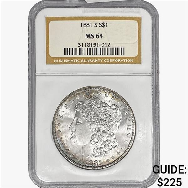 1881-S Morgan Silver Dollar NGC MS64