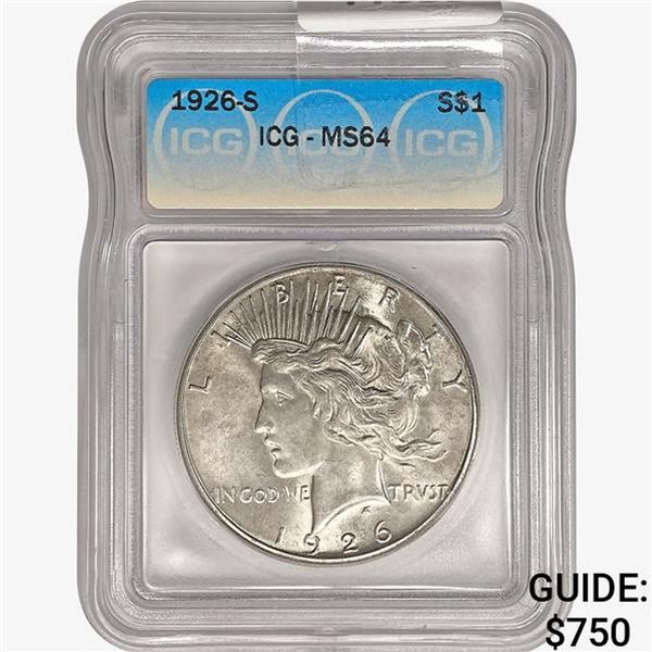 1926-S Silver Peace Dollar ICG MS64