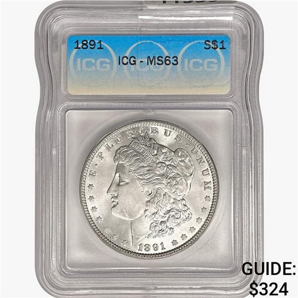 1891 Morgan Silver Dollar ICG MS63