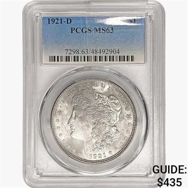 1921-D Morgan Silver Dollar PCGS MS63
